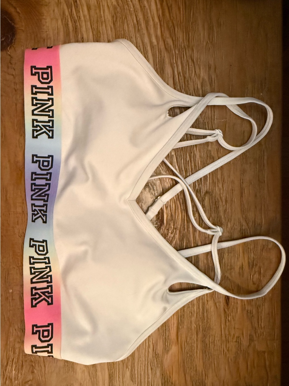 VS  PINK Active White Sports Bralette with Logo Tag NWOT